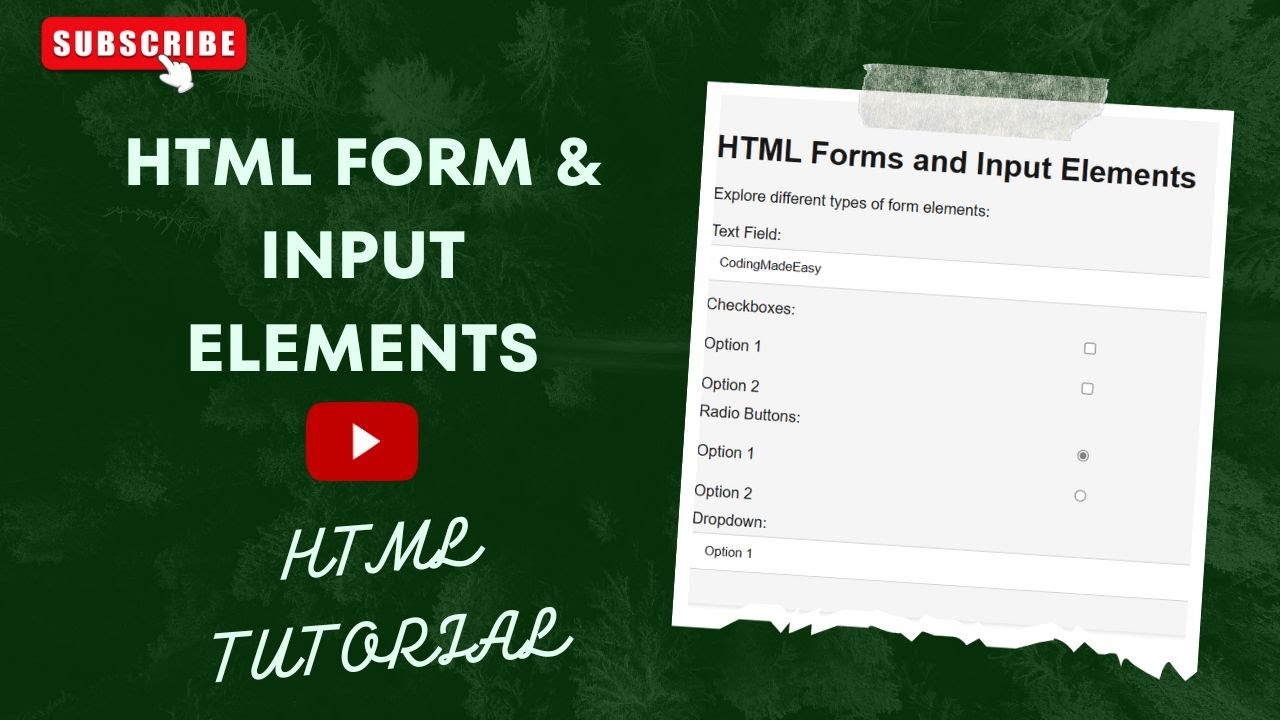 HTML Forms & Input Elements | HTML Tutorial | Radio Button Drop Down in HTML| HMTL Responsive Form