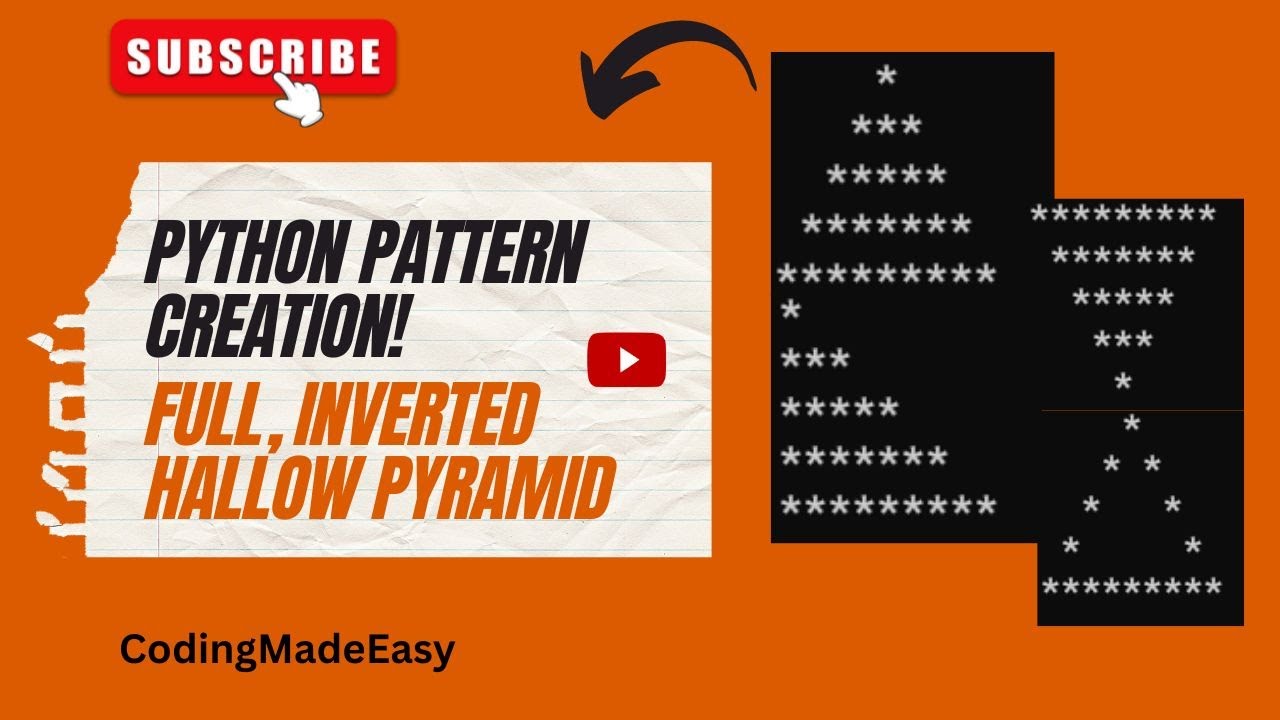 Awesome Pattern Programs in Python | Pyramid Pattern | Pattern Tutorial | Hallow Pattern #coding